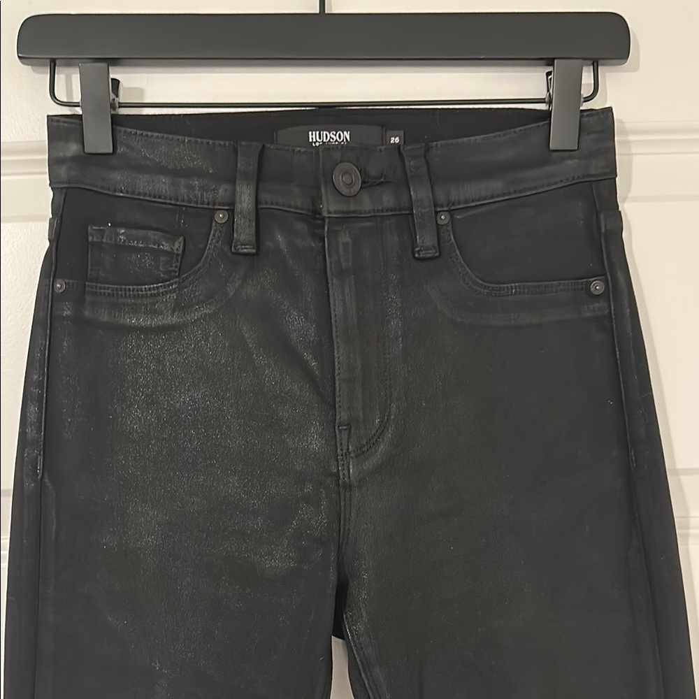 Hudson Barbara Noir Coated Boot Cut Black Jeans